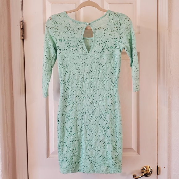 3/4 Sleeve Lacy Going Out Dress - Mint - Picture 2 of 4